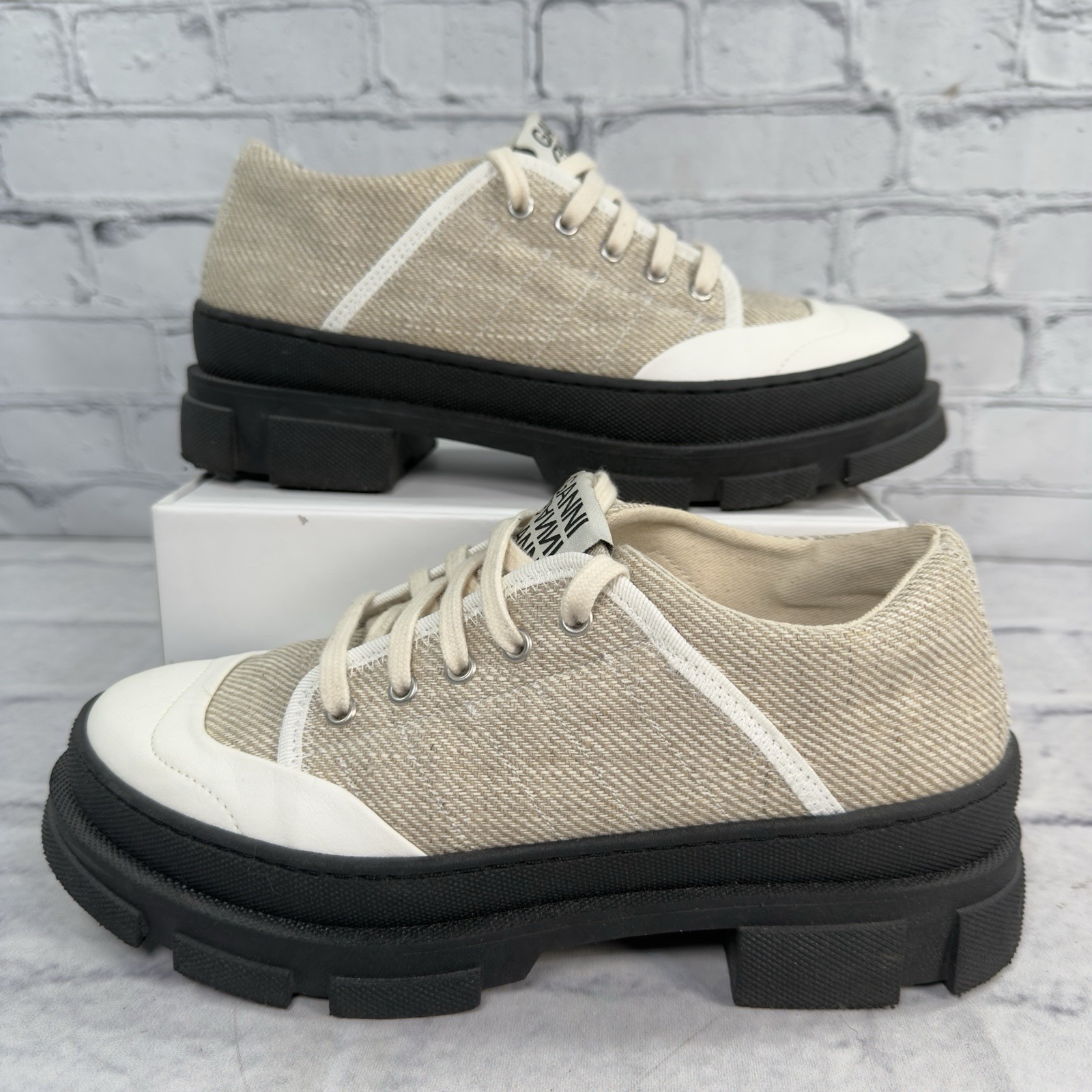 Ganni Beige And White Athletic Shoes
